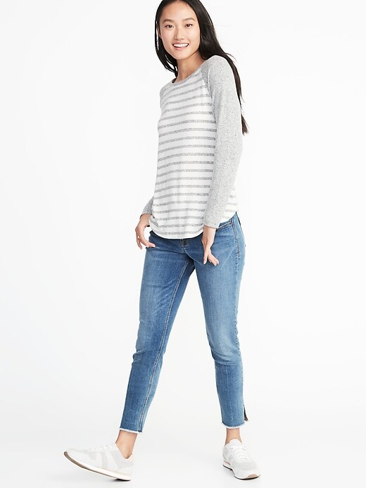 Image number 3 showing, Relaxed Plush-Knit Raglan Tee for Women