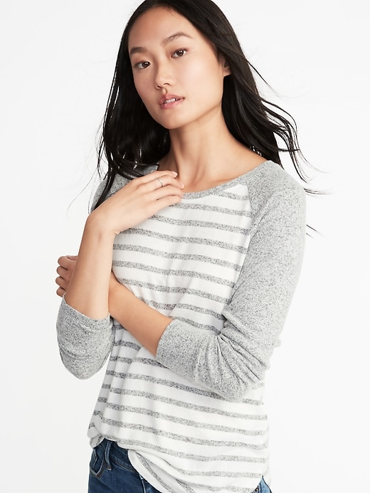 Relaxed Plush-Knit Raglan Tee for Women | Old Navy