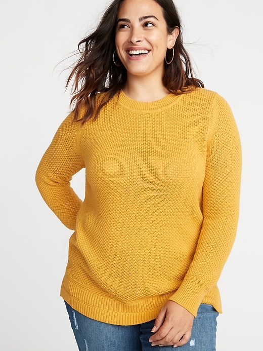 View large product image 1 of 1. Plus-Size Open-Stitch Sweater