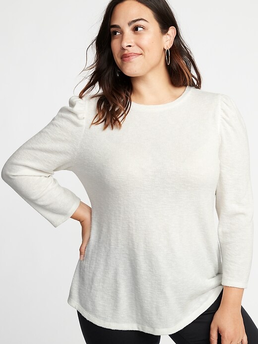 View large product image 1 of 1. Brushed-Knit Plus-Size Top