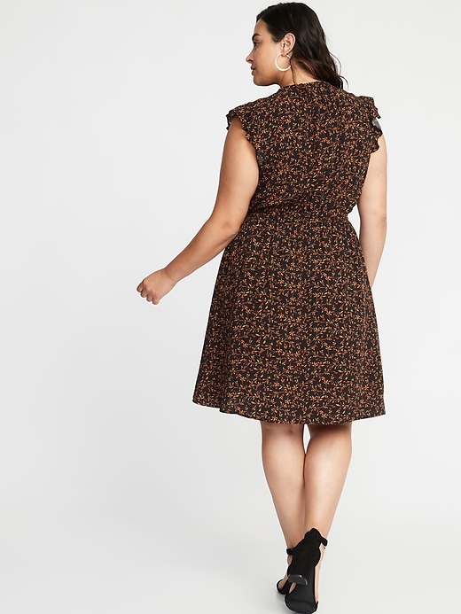 Image number 2 showing, Waist-Defined Plus-Size Ruffle-Trim Dress