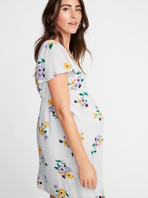 Image number 3 showing, Maternity Waist-Defined Floral-Print Dress