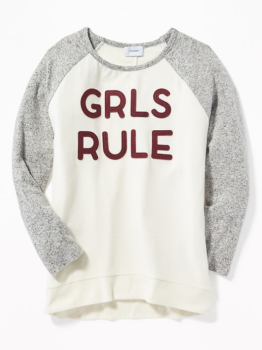 Plush-Knit Baseball-Style Tunic for Girls | Old Navy