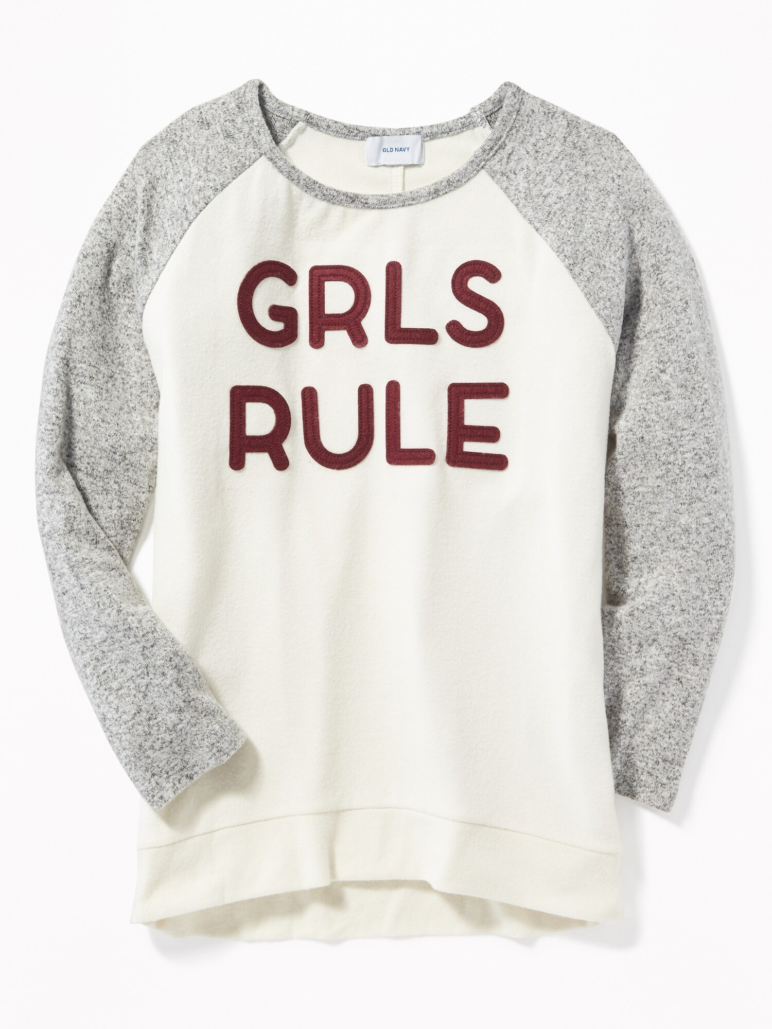 Plush-Knit Baseball-Style Tunic for Girls | Old Navy