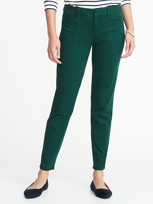 View large product image 1 of 3. Mid-Rise Sateen Pixie Ankle Chinos for Women