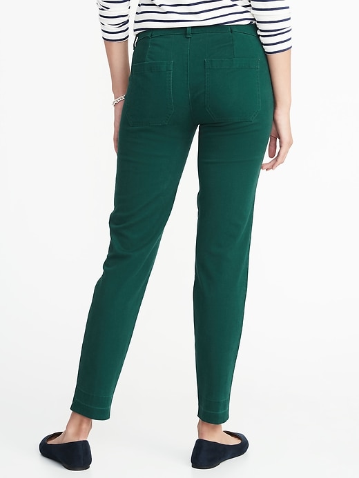 View large product image 2 of 3. Mid-Rise Sateen Pixie Ankle Chinos for Women