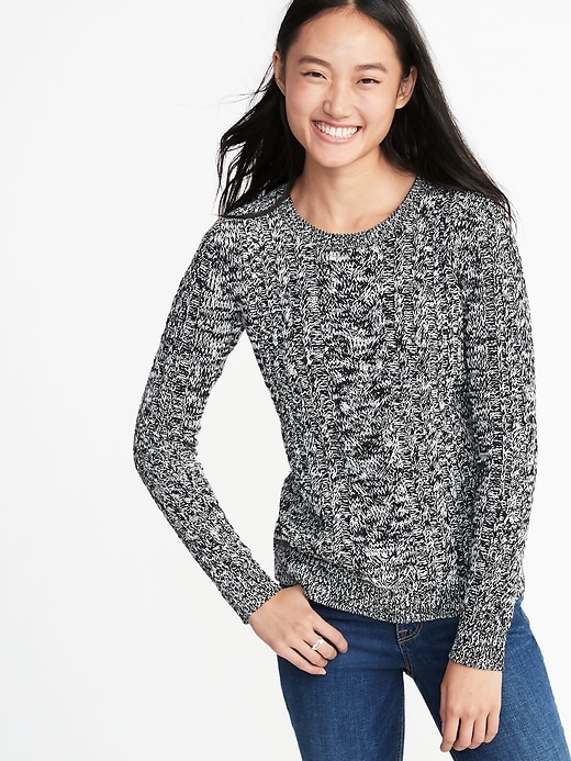 View large product image 1 of 1. Cable-Knit Crew-Neck Sweater for Women