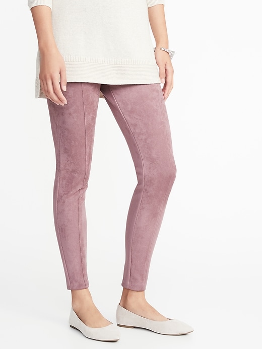 View large product image 1 of 3. High-Waisted Stevie Faux-Suede Ponte-Knit Pants For Women