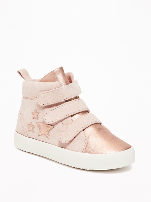 View large product image 1 of 1. Faux-Suede Triple-Strap High-Tops For Toddler Girls