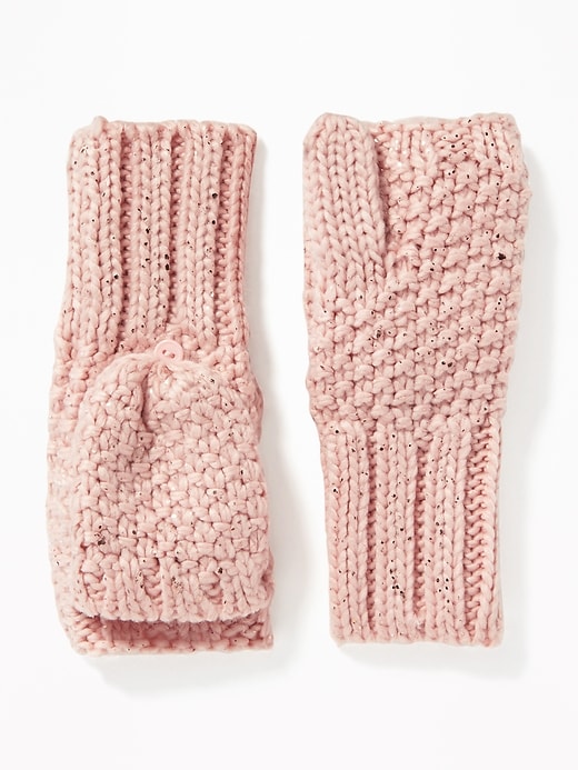 View large product image 1 of 1. Foil-Print Flip-Top Mittens for Girls