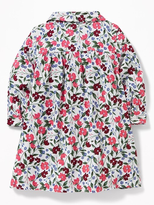 View large product image 2 of 2. Floral-Print Twill Shirt Dress for Baby