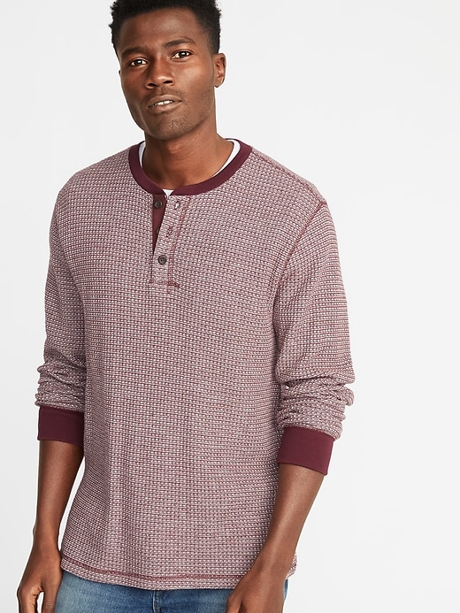 Image number 1 showing, Chunky-Textured Thermal-Knit Henley