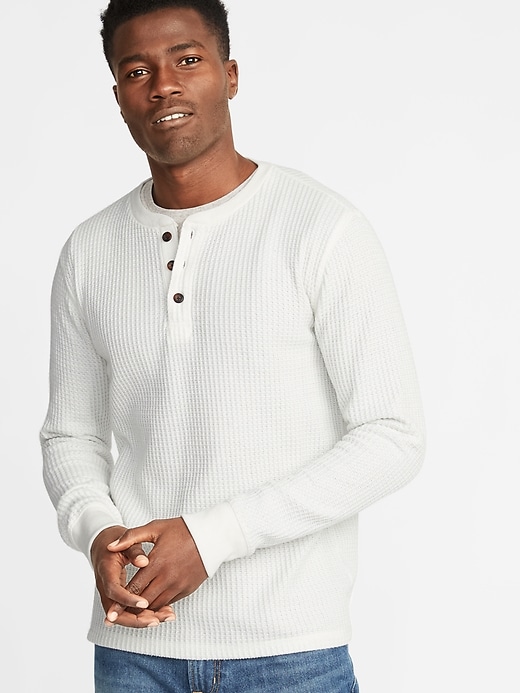 View large product image 1 of 1. Chunky-Textured Thermal-Knit Henley