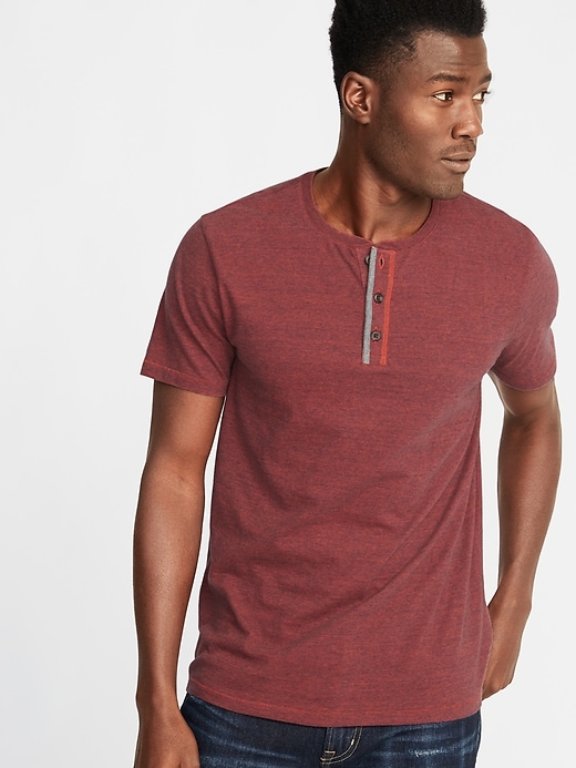 View large product image 1 of 1. Soft-Washed Crew-Neck Henley