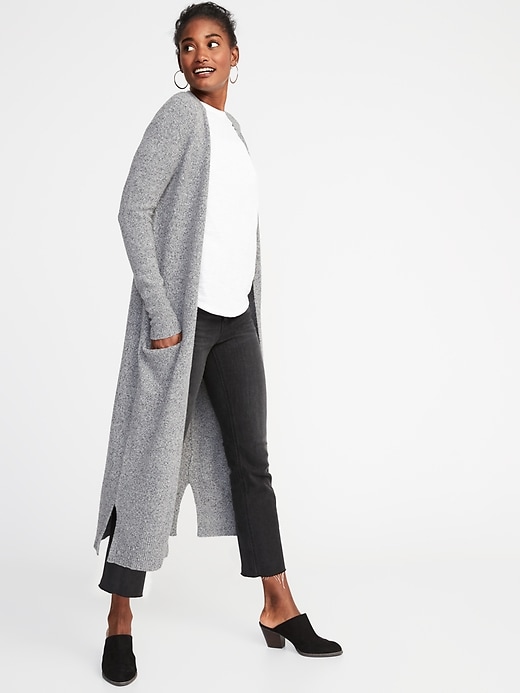 Image number 1 showing, Soft-Brushed Super-Long Open-Front Duster for Women