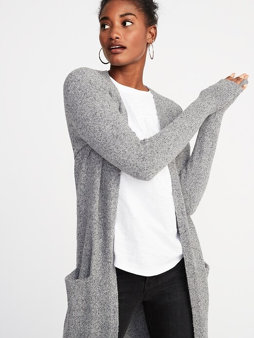 Image number 4 showing, Soft-Brushed Super-Long Open-Front Duster for Women