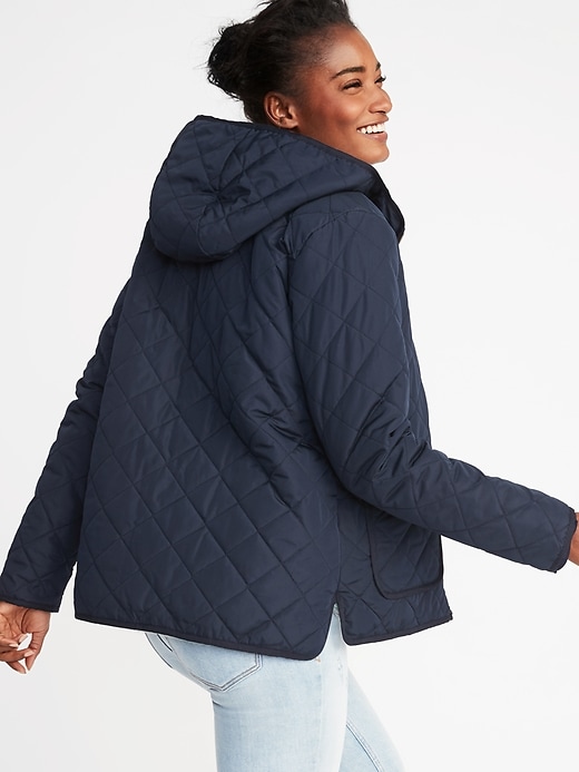 Image number 2 showing, Quilted Sherpa-Lined Hooded Jacket for Women