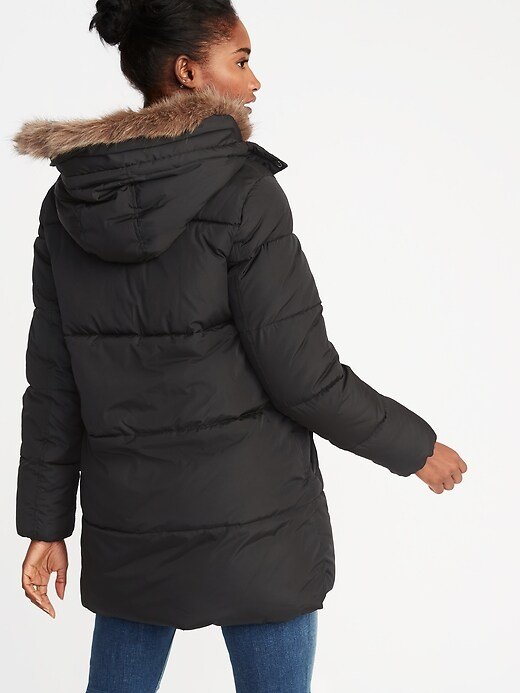 Image number 2 showing, Hooded Frost-Free Long Puffer Jacket for Women
