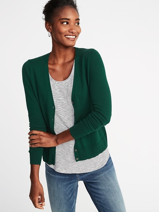 Image number 1 showing, V-Neck Button-Front Cardi for Women