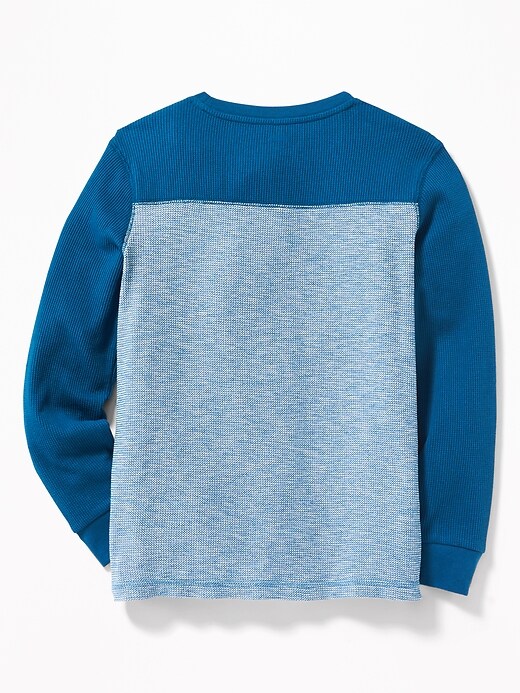 View large product image 2 of 3. Color-Blocked Thermal-Knit Football Tee For Boys