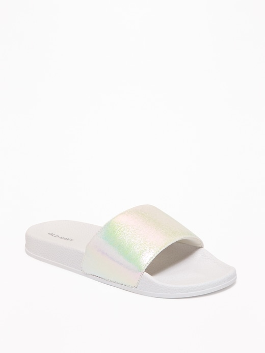 Image number 1 showing, Faux-Leather Pool Slide Sandals for Women
