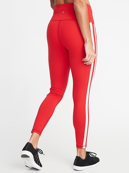 View large product image 2 of 3. High-Waisted Elevate Side-Stripe 7/8-Length Compression Leggings For Women