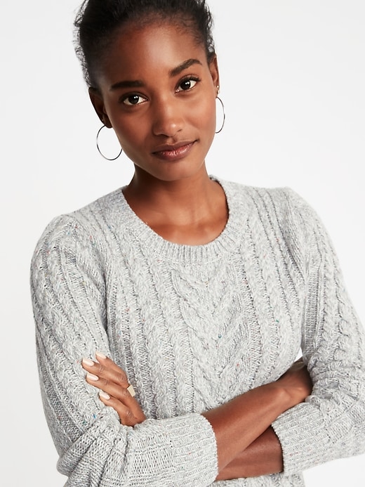Image number 4 showing, Cable-Knit Crew-Neck Sweater for Women