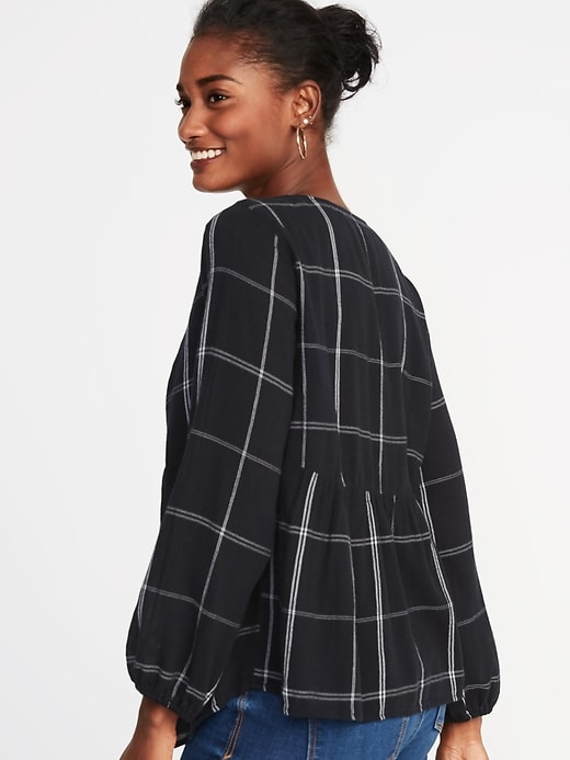 Image number 2 showing, Relaxed Plaid Crepe Top for Women