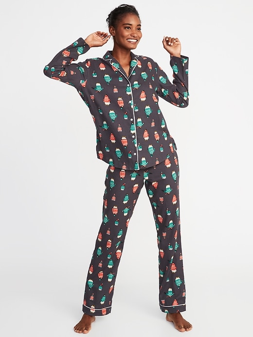View large product image 1 of 1. Patterned Flannel Pajama Set for Women