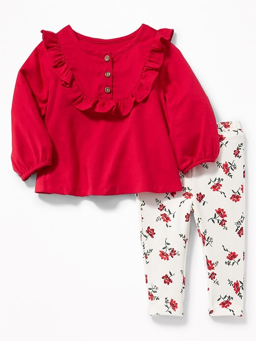 View large product image 1 of 2. Ruffle-Trim Top and Leggings Set for Baby