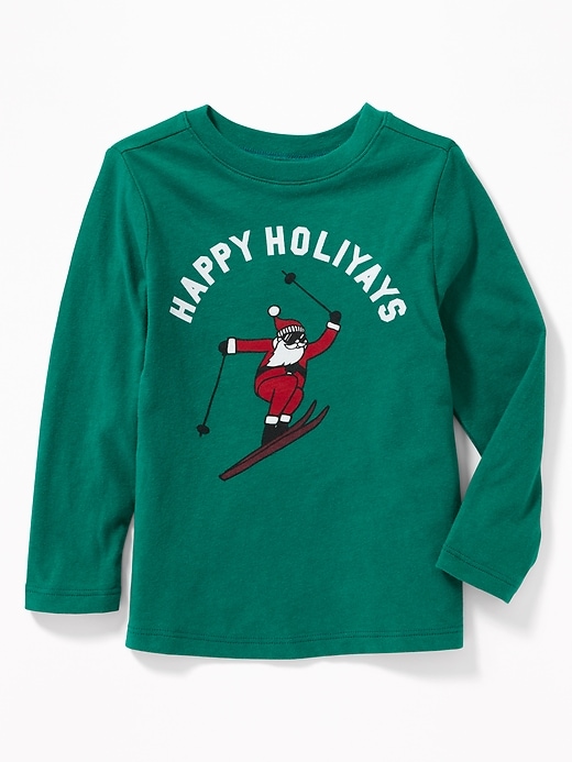 View large product image 1 of 1. Holiday Graphic Long-Sleeve Tee for Toddler Boys