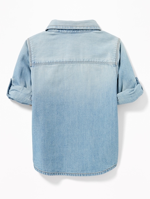View large product image 2 of 4. Roll-Sleeve Denim Shirt for Toddler Boys