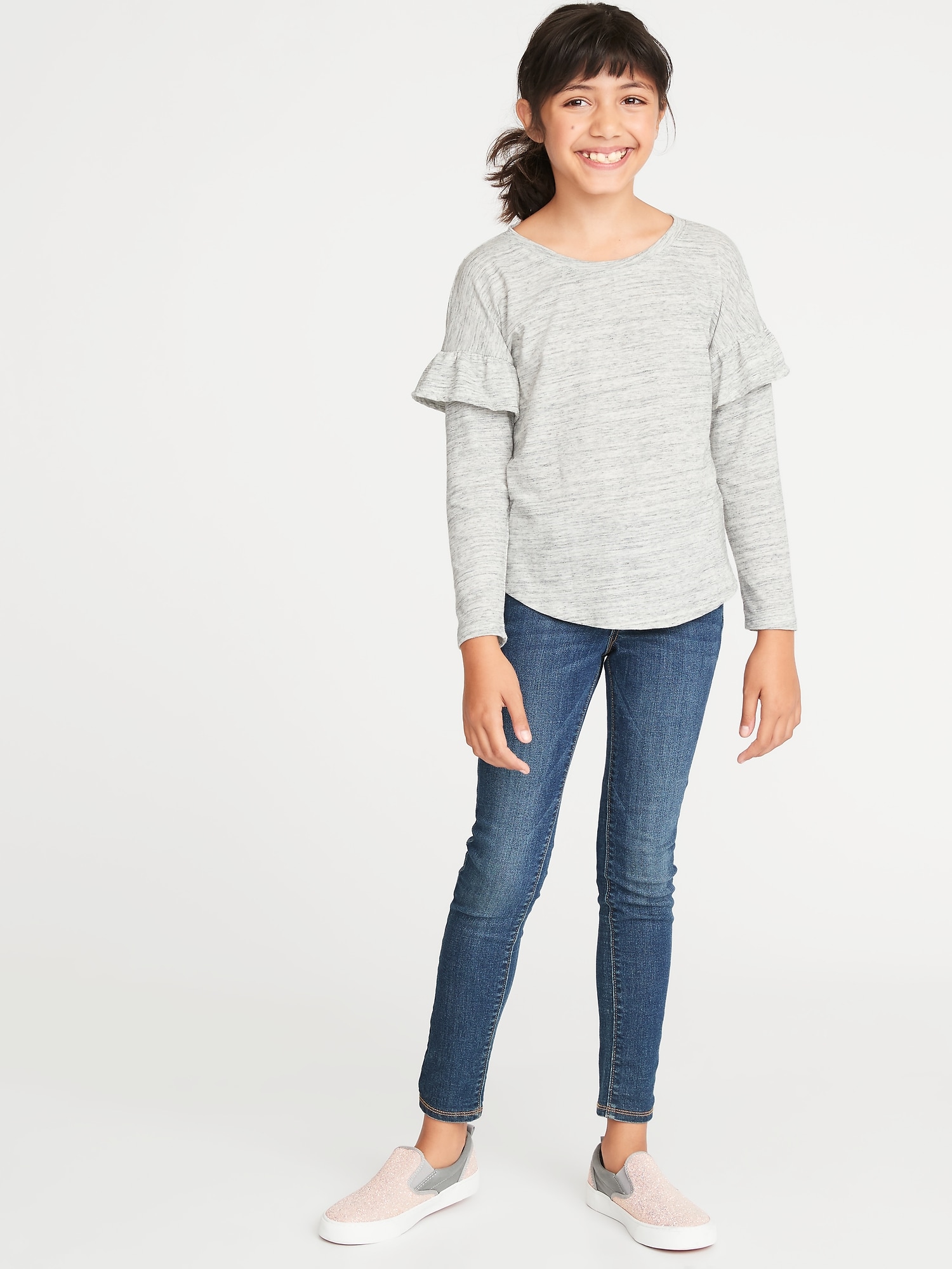 Relaxed Ruffle-Trim Top for Girls | Old Navy