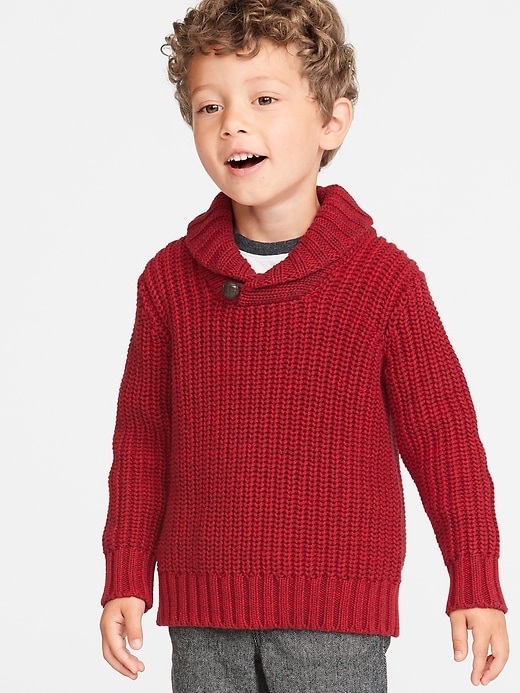 View large product image 1 of 1. Shawl-Collar Sweater for Toddler Boys
