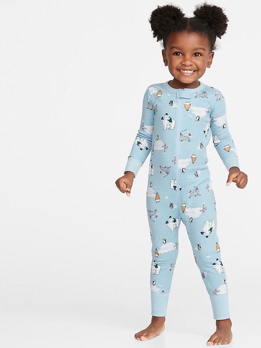 View large product image 1 of 1. Holiday-Print One-Piece Sleeper For Toddler & Baby