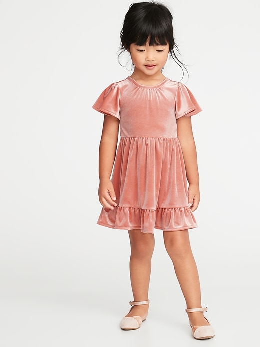 View large product image 1 of 3. Fit & Flare Velvet Dress for Toddler Girls