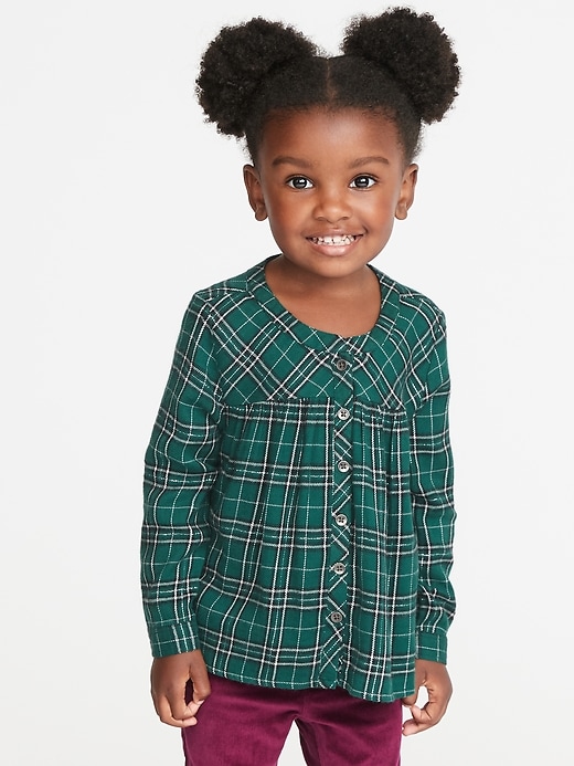 View large product image 1 of 4. Plaid Button-Front Shirt for Toddler Girls