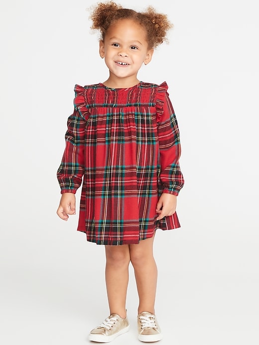 View large product image 1 of 3. Ruffle-Trim Plaid Babydoll Dress for Toddler Girls