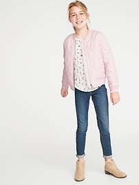 View large product image 3 of 3. Lightweight Quilted Bomber Jacket for Girls