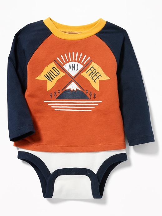 View large product image 1 of 2. 2-in-1 Raglan Bodysuit & Top for Baby