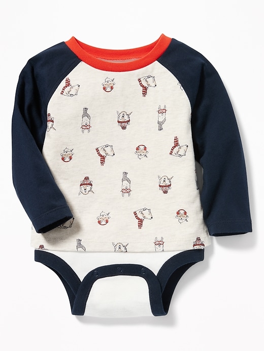 View large product image 1 of 1. 2-in-1 Raglan Bodysuit & Top for Baby