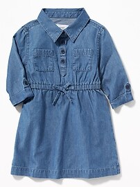 View large product image 3 of 3. Chambray Shirt Dress for Toddler Girls