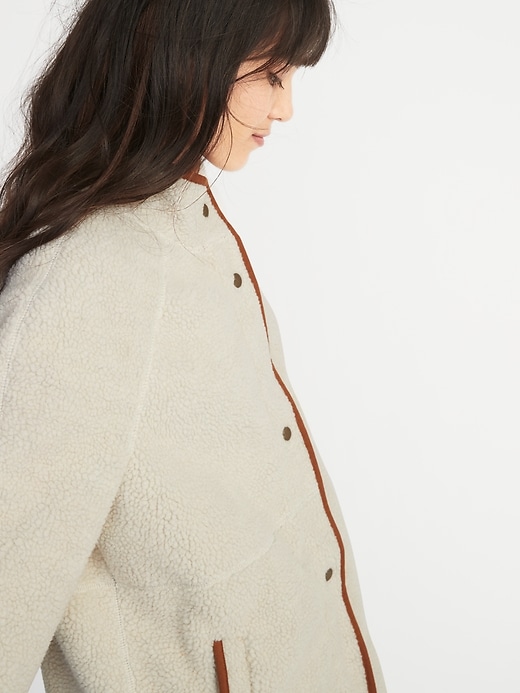 Image number 4 showing, Long Sherpa Faux-Suede Lined Coat for Women