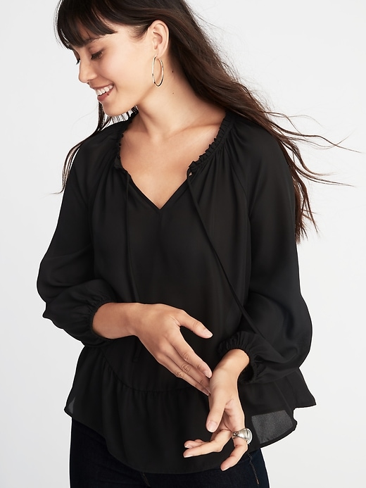 Image number 1 showing, Ruffle-Trim Georgette Top for Women