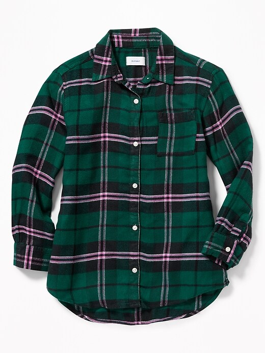 View large product image 1 of 1. Boyfriend Button-Front Plaid Tunic for Girls