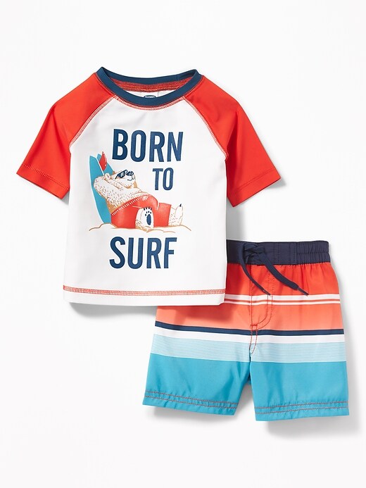 View large product image 1 of 1. Graphic Rashguard & Swim Trunks Set for Baby