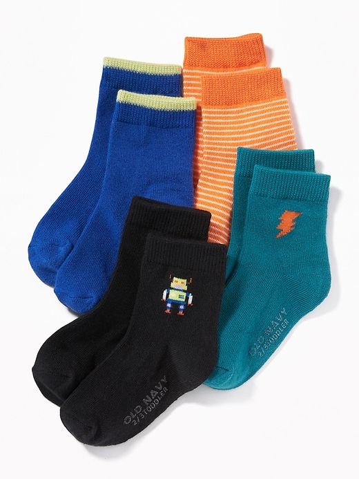 View large product image 1 of 1. 4-Pack Printed Ankle Socks For Toddler & Baby