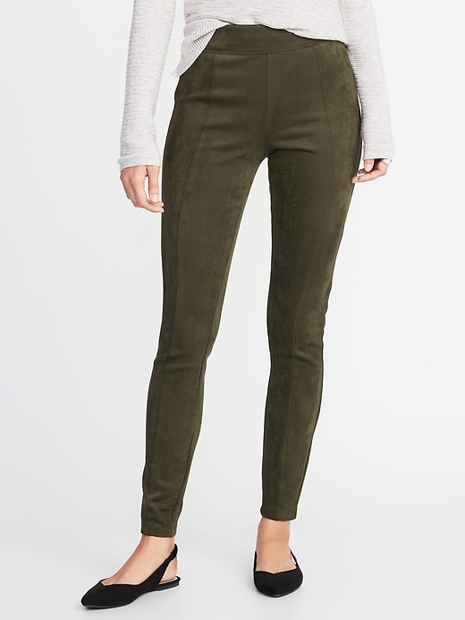View large product image 1 of 2. High-Waisted Stevie Faux-Suede Ponte-Knit Pants For Women