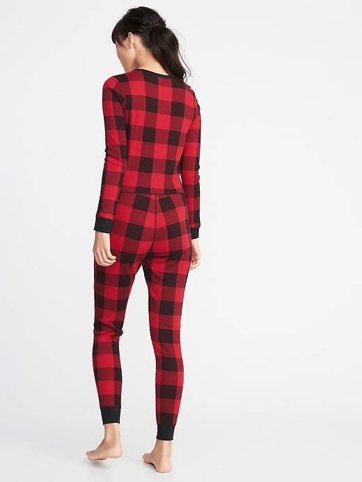 Image number 2 showing, Patterned Thermal-Knit One-Piece PJs for Women