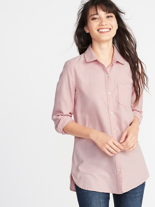 View large product image 1 of 1. Relaxed Twill Tunic Shirt for Women